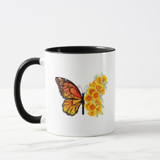 Caneca Borboleta Flor com Papagaio Amarelo da Califórnia (Esquerda)