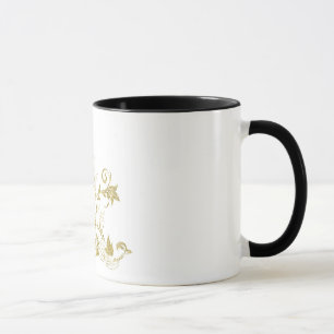 Caneca Borboleta floral dourada