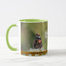 Caneca Borboleta Floral Love Summer Script pessoal