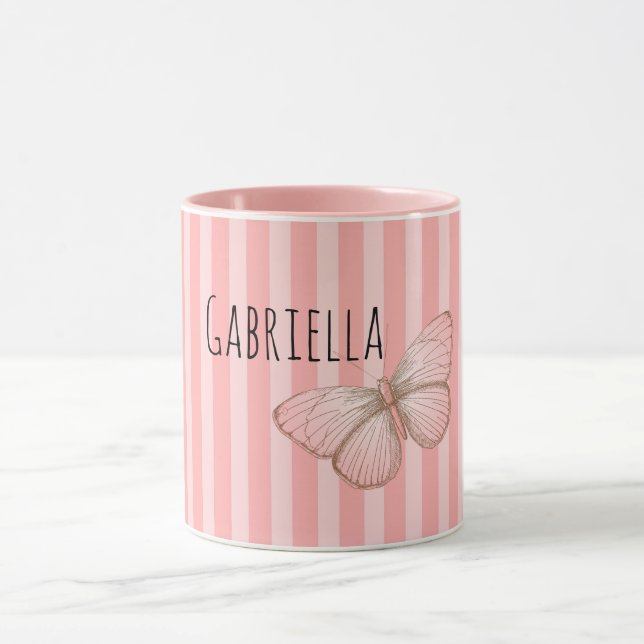 Caneca Borboleta Listras Rosa Feminina (Centro)