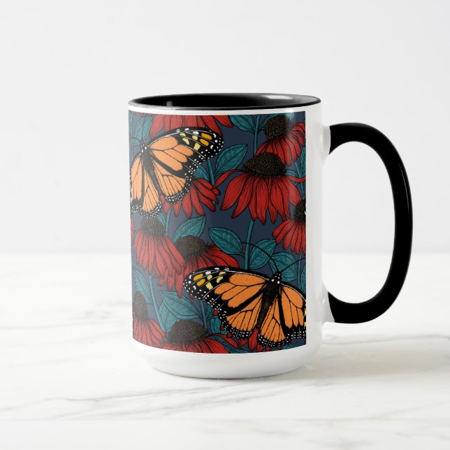 Caneca Borboleta-monarca em camponeses vermelhos (Direita)