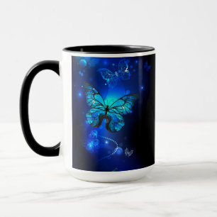 Caneca Borboleta Morpho no Fundo Escuro