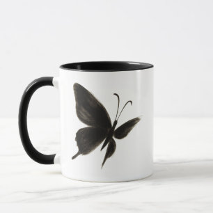 Caneca Borboleta Preta - Design de asa elegante