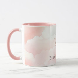 Caneca Borboleta Rosa bonito Nas Nuvens