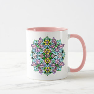 Caneca Borboleta rosa Mandala Whimsical Drake