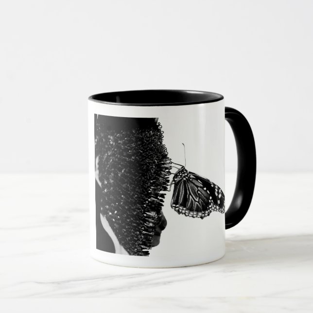 Caneca borboleta tímida preta (Frente Esquerda)