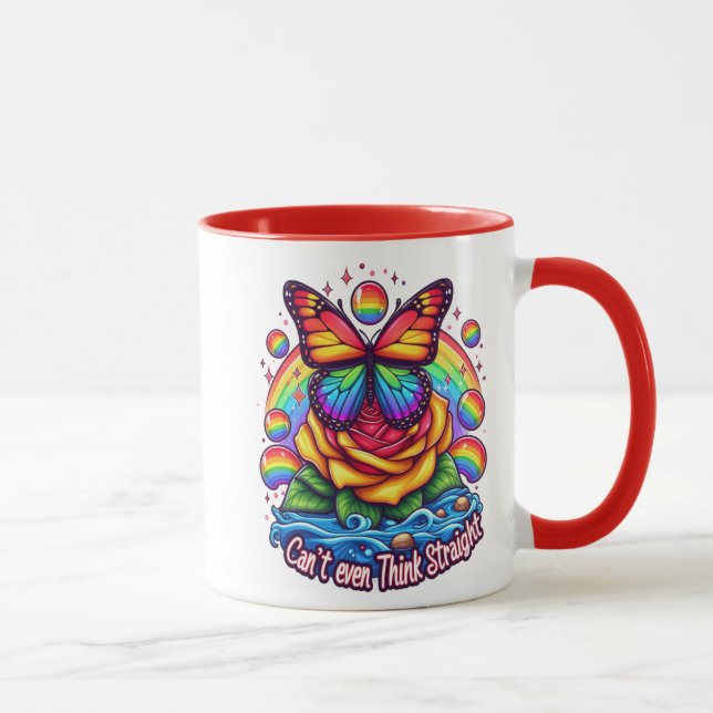 Caneca Borboleta Vibrante Emitida em Rosa colorida (Direita)