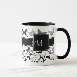 Caneca Borboleta Vitoriana Preta-Amarelo-Amarelo