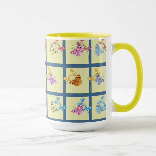 Caneca Borboletas Alegres & Flores (Direita)