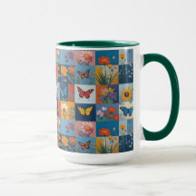Borboletas Coloridas e Flores Silvestres Patchwork