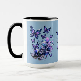 Caneca Borboletas Cósmicas Personalizadas Azuis