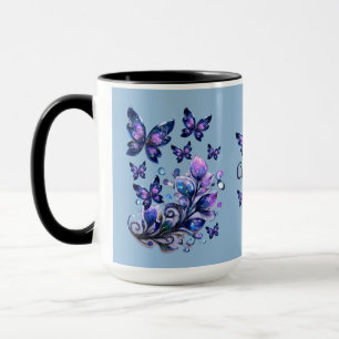 Caneca Borboletas Cósmicas Personalizadas Azuis
