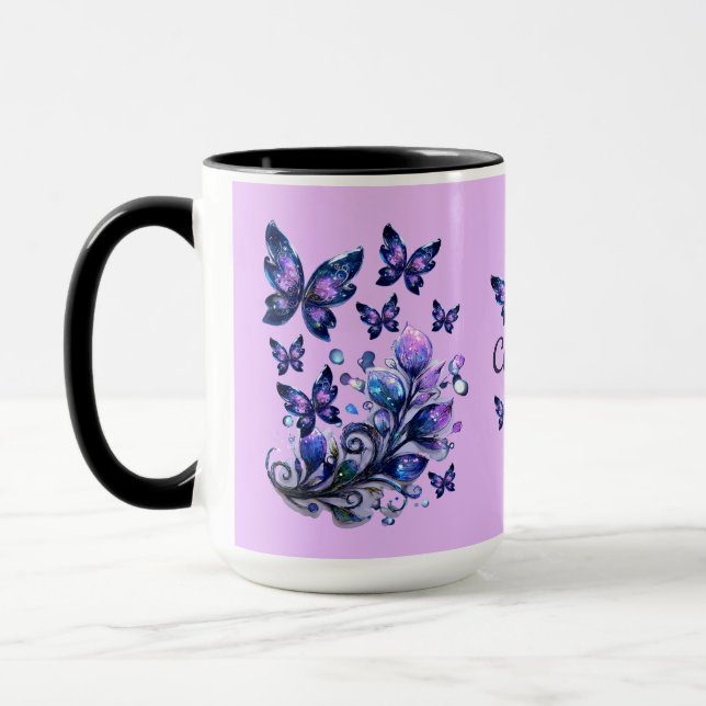 Caneca Borboletas Cósmicas Personalizadas Rosa (Esquerda)