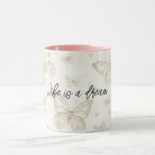 Caneca Borboletas de Creme Corações Pequenos