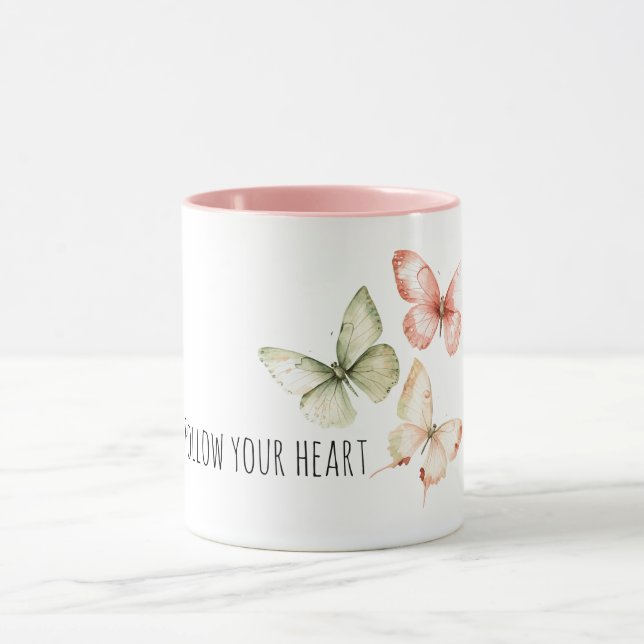 Caneca Borboletas de Creme Rosa Menta (Centro)