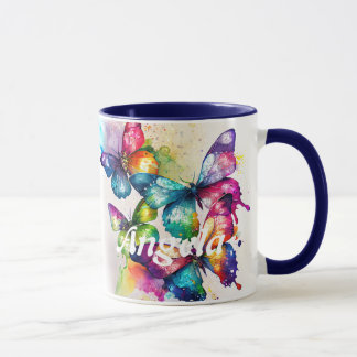 Caneca Borboletas de Flutuação de Aquarelas