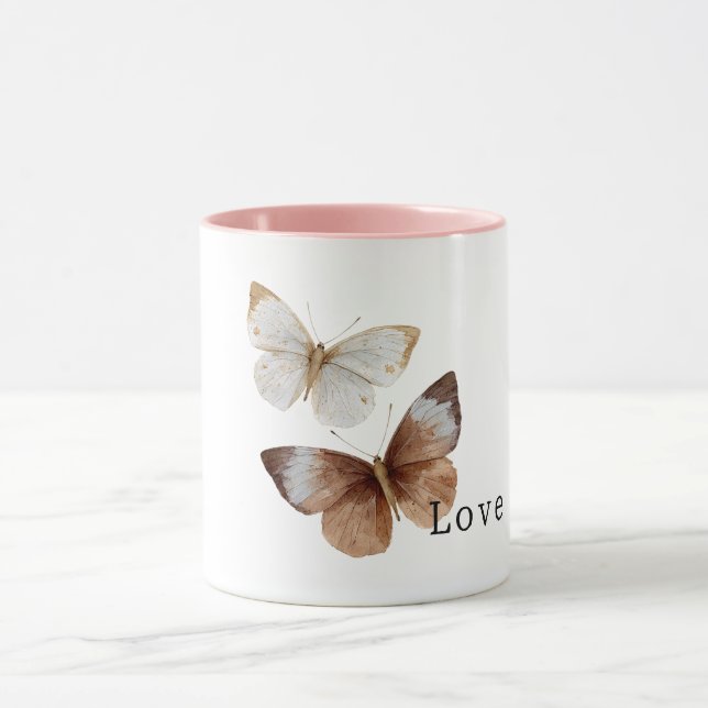 Caneca Borboletas de Manteiga Marrom Creme Branco Amam (Centro)
