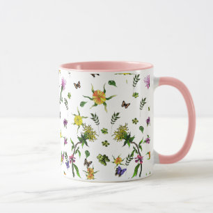 Caneca Borboletas e flores