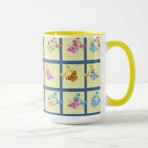 Caneca Borboletas e flores cheias