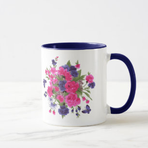 Caneca Borboletas e flores Dias de as mães de presentes