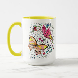 Caneca Borboletas e nome feito sob encomenda