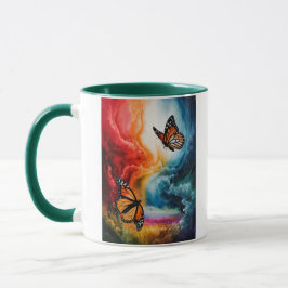 Caneca Borboletas em uma tempestade colorida.