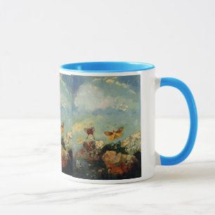 Caneca Borboletas flores 1910 Odilon Redon Arte Amor