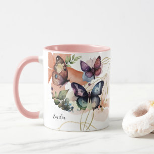 Caneca Borboletas Florescem Nome Bonito