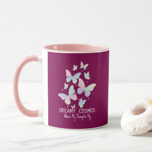 Caneca Borboletas Galáxia Pastel Sonho Estético