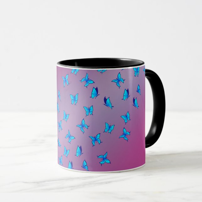 Caneca Borboletas Inchadas Rosa (Frente Esquerda)