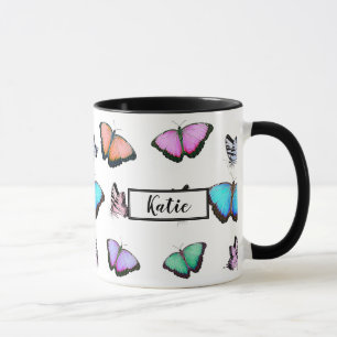Caneca Borboletas Pastel personalizadas