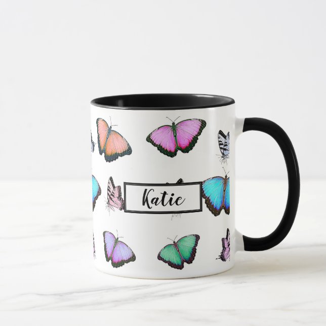 Caneca Borboletas Pastel personalizadas (Direita)