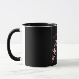 Caneca Borboletas rosa elegantes Bilíngues