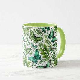 Caneca Borboletas Verde-Azuladas