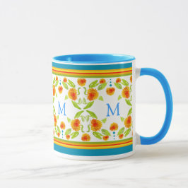 Caneca Borda dos Marigolds Laranja do Estilo de País do M