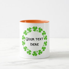 Caneca Borda Verde Shamrocks Adicionar Ornamento de Texto