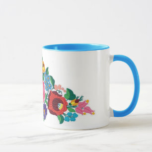Caneca Bordado húngaro da flor do OPUS