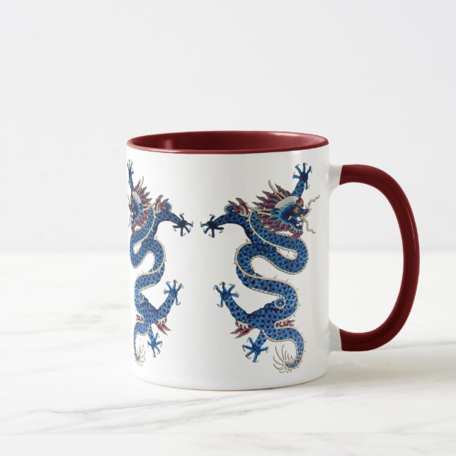 Caneca Bordado oriental azul do chinês da antiguidade dos (Direita)