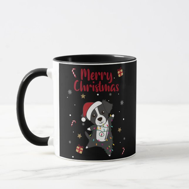 Caneca Border Collie Christmas Dog Winter Animals Dogs (Esquerda)