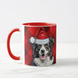 Caneca Border Collie Dog Red Buffalo Xadrez Natal
