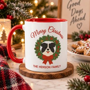 Caneca Border Collie Natal Personalizado Família