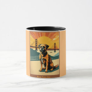 Caneca border terrier, modernidade de meados do século, P