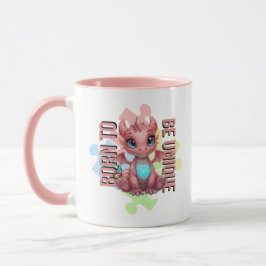 Caneca Born to Be Unique Cute Pink Dragon– Inspirational 