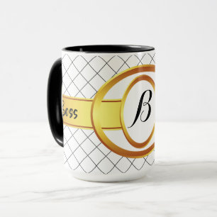 Caneca Boss Lady Black e Yellow Monographic Ringer 15oz