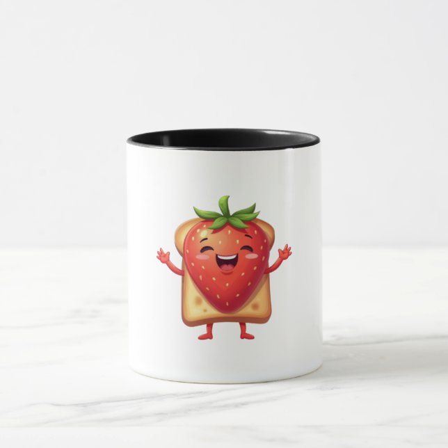 Caneca Bosta de Cartoon Feliz de Morango (Centro)