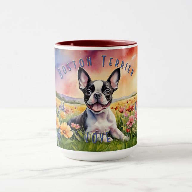 Caneca Boston Terrier Bliss, café alegre (Centro)