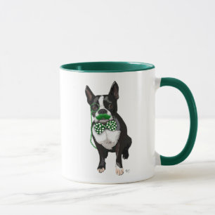 Caneca Boston Terrier com bigode verde e safado