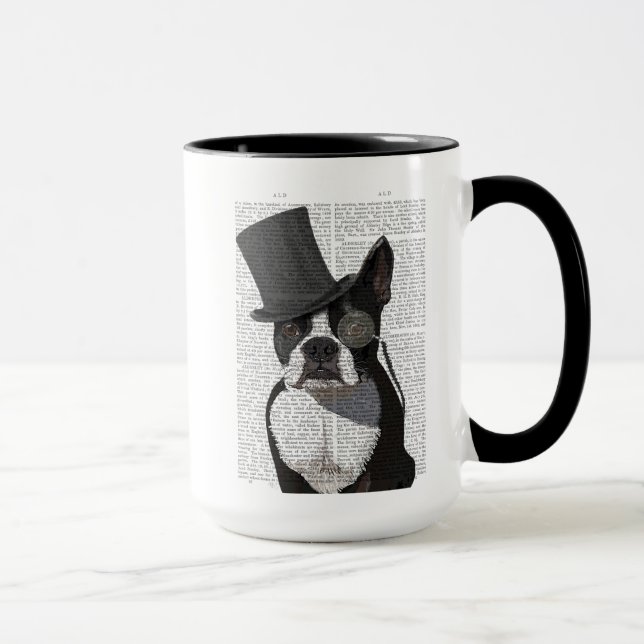 Caneca Boston Terrier, Formal Hound e Chapéu (Direita)