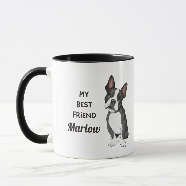 Caneca Boston Terrier Meu Melhor Nome Personalizado De Am (Esquerda)