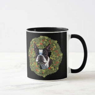 Caneca Boston Terrier Wreath